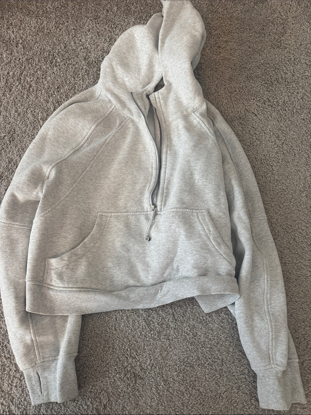 lululemon athletica Light Gray Half-Zip Cowl Hoodie Sweater - Women